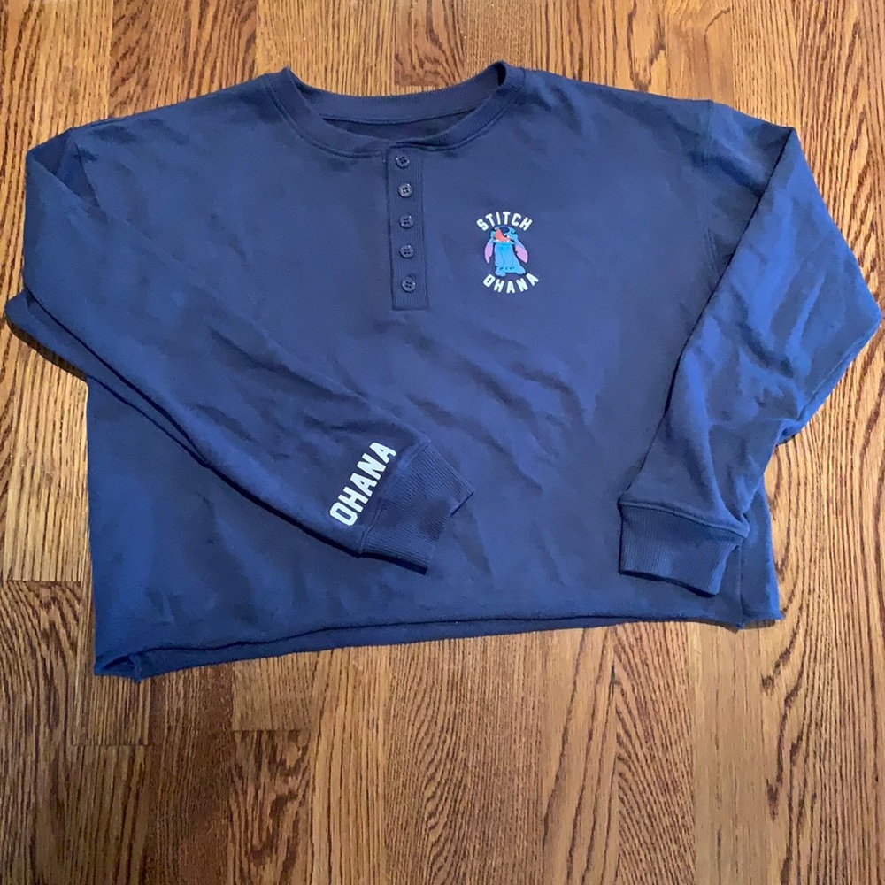 Girls Disney Stitch long sleeve Henley shirt